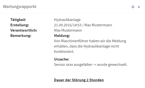 Wartungsrapporte Wartungsrapporte
